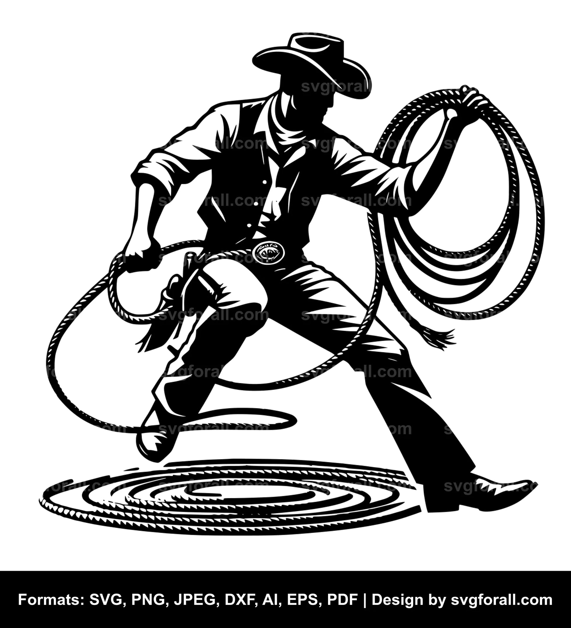 Cowboy With Lasso Rope SVG Vector