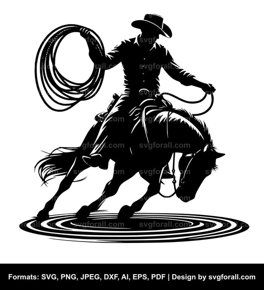 Cowboy With Lasso Rope Vector SVG