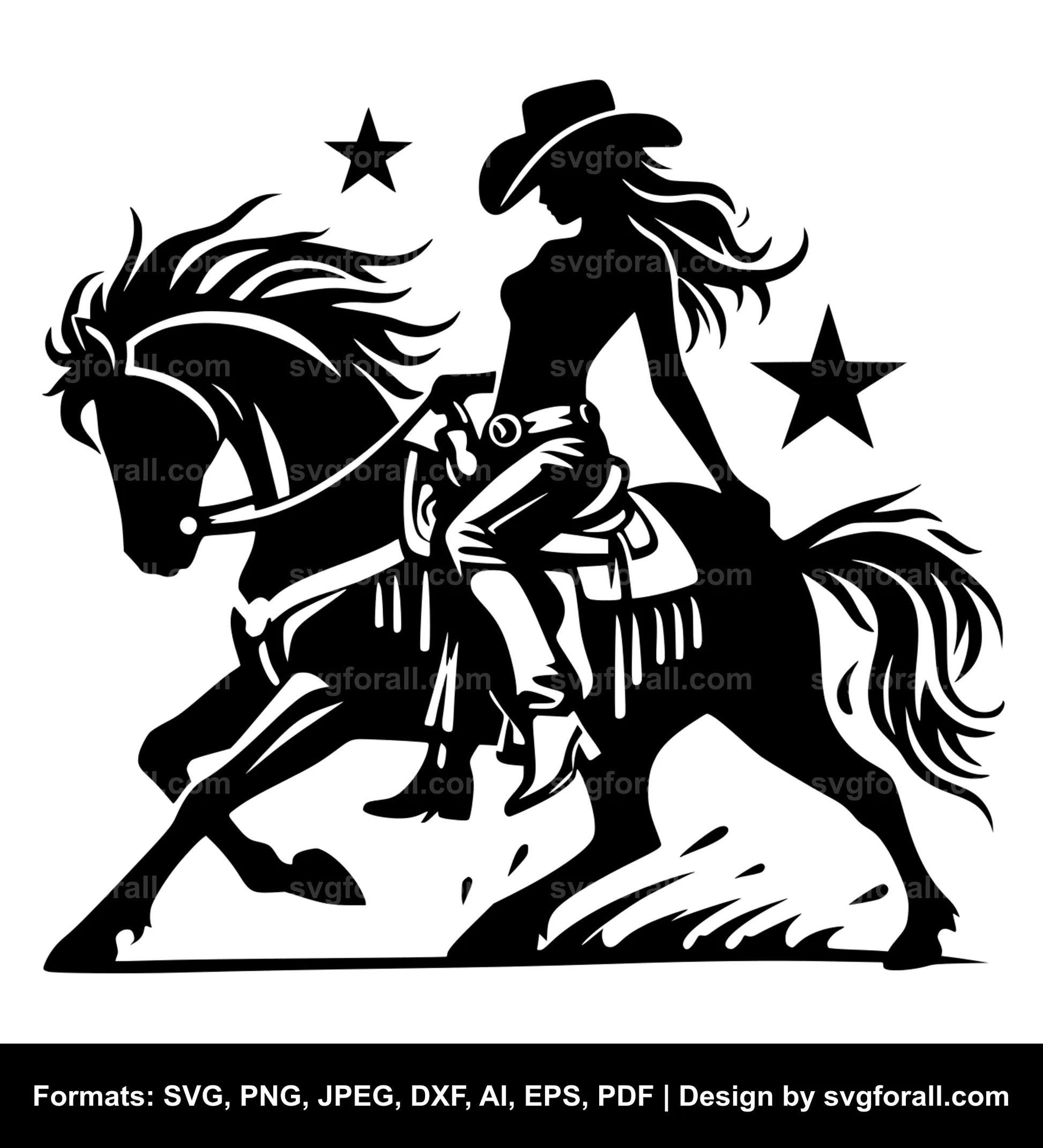 Cowgirl Black SVG