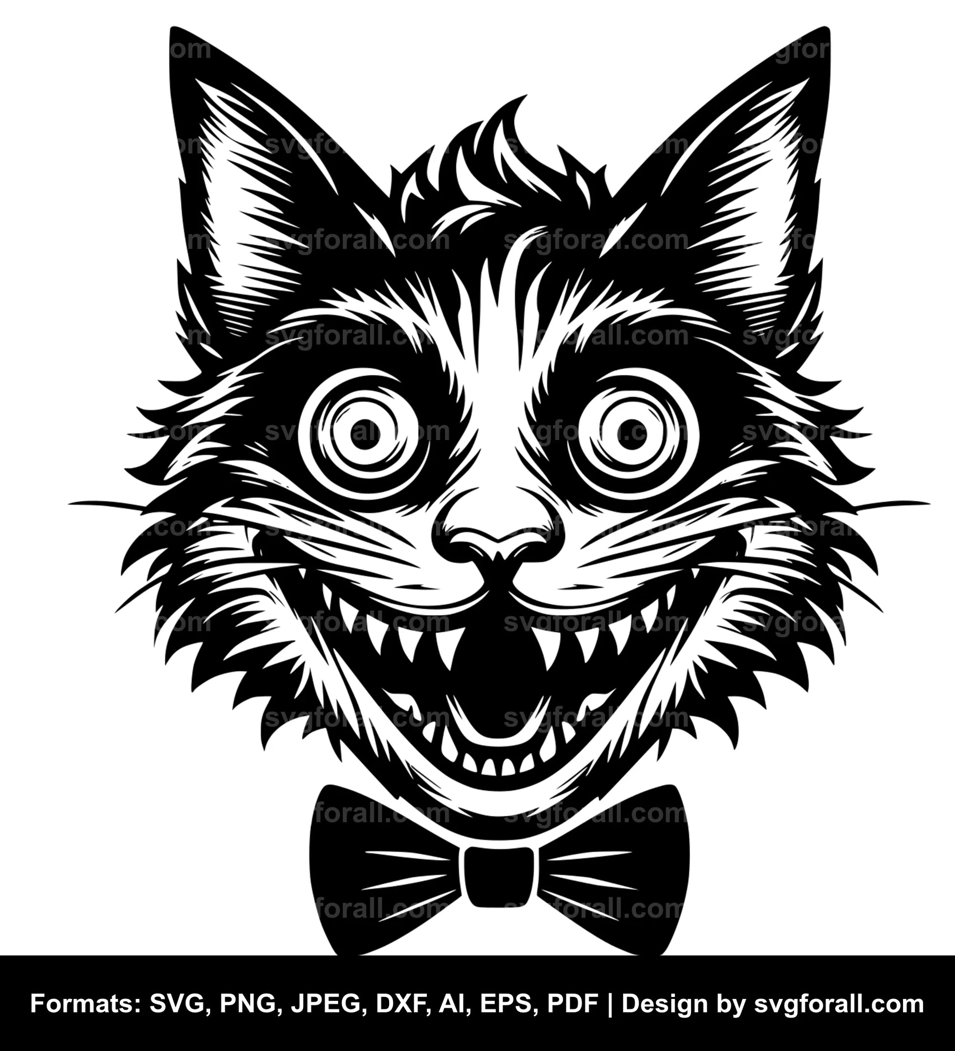 Crazy Cat Black SVG