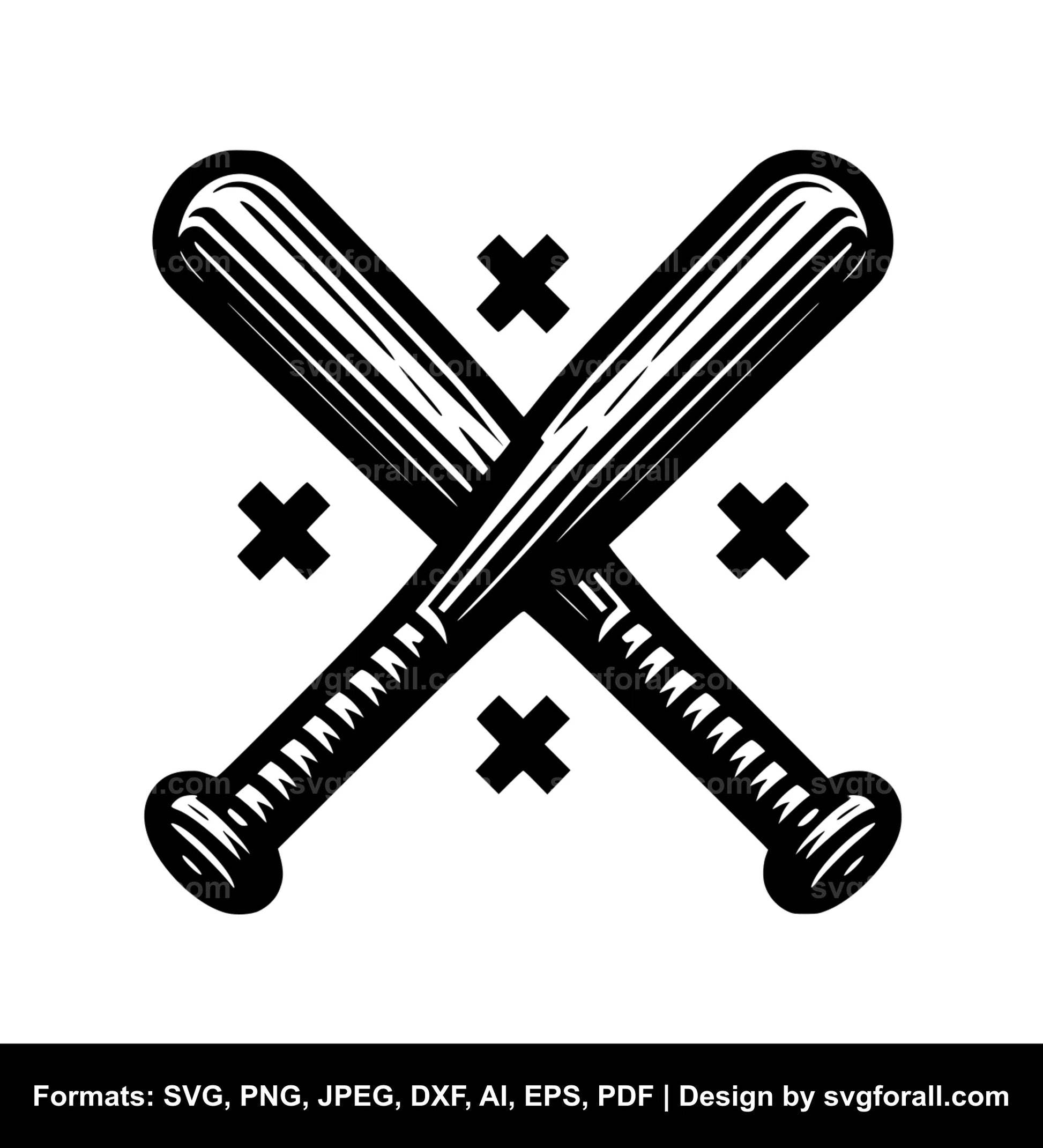 Crossed Baseball Bat Cricut SVG