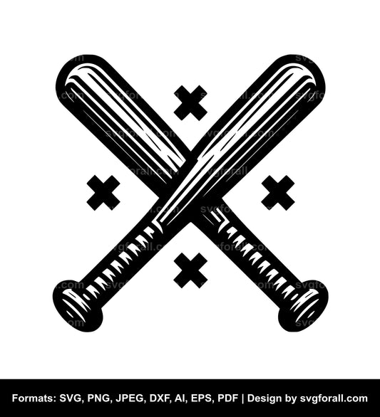 Crossed Baseball Bat Cricut SVG