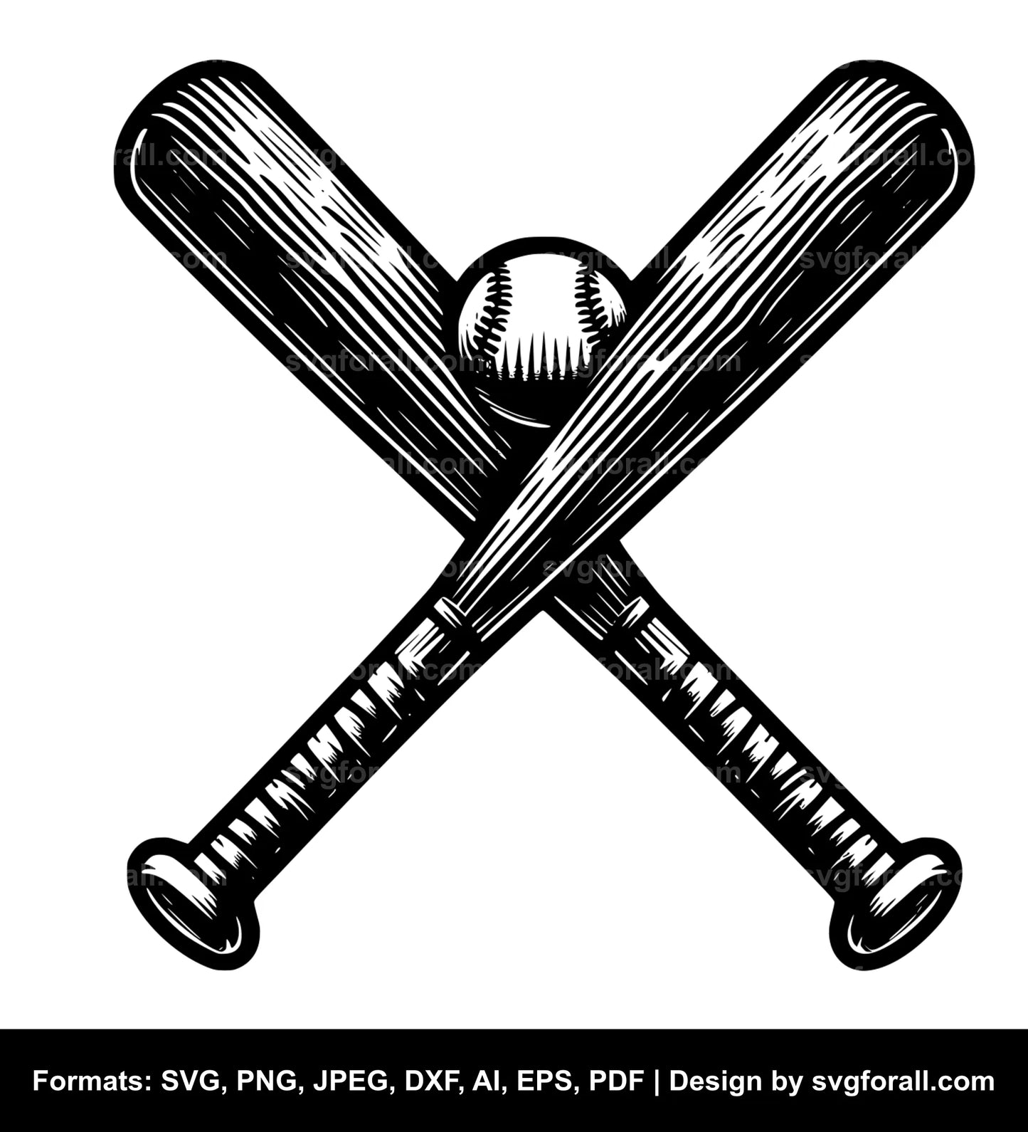 Crossed Baseball Bat SVG