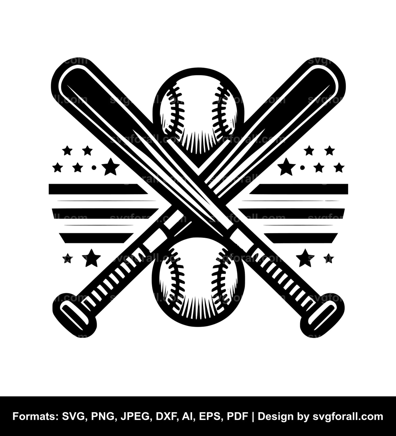 Crossed Baseball Bat SVG Design