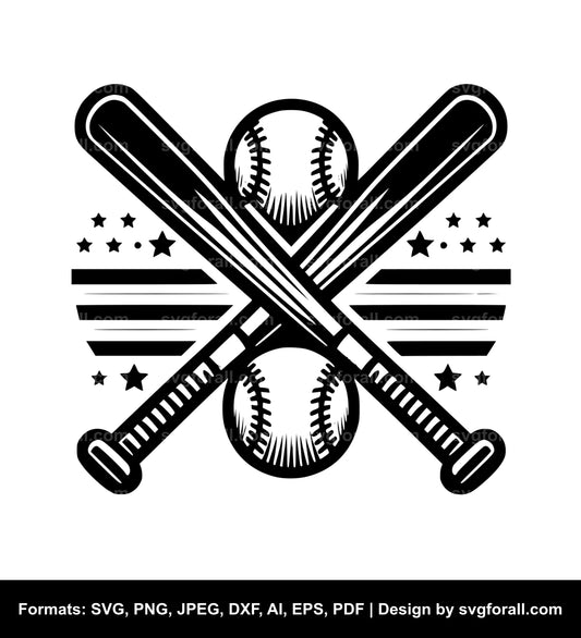 Crossed Baseball Bat SVG Design