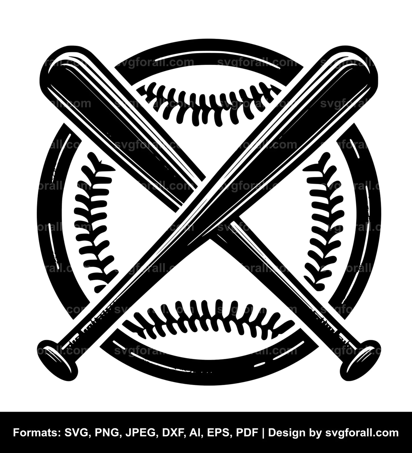 Crossed Baseball Bat SVG File