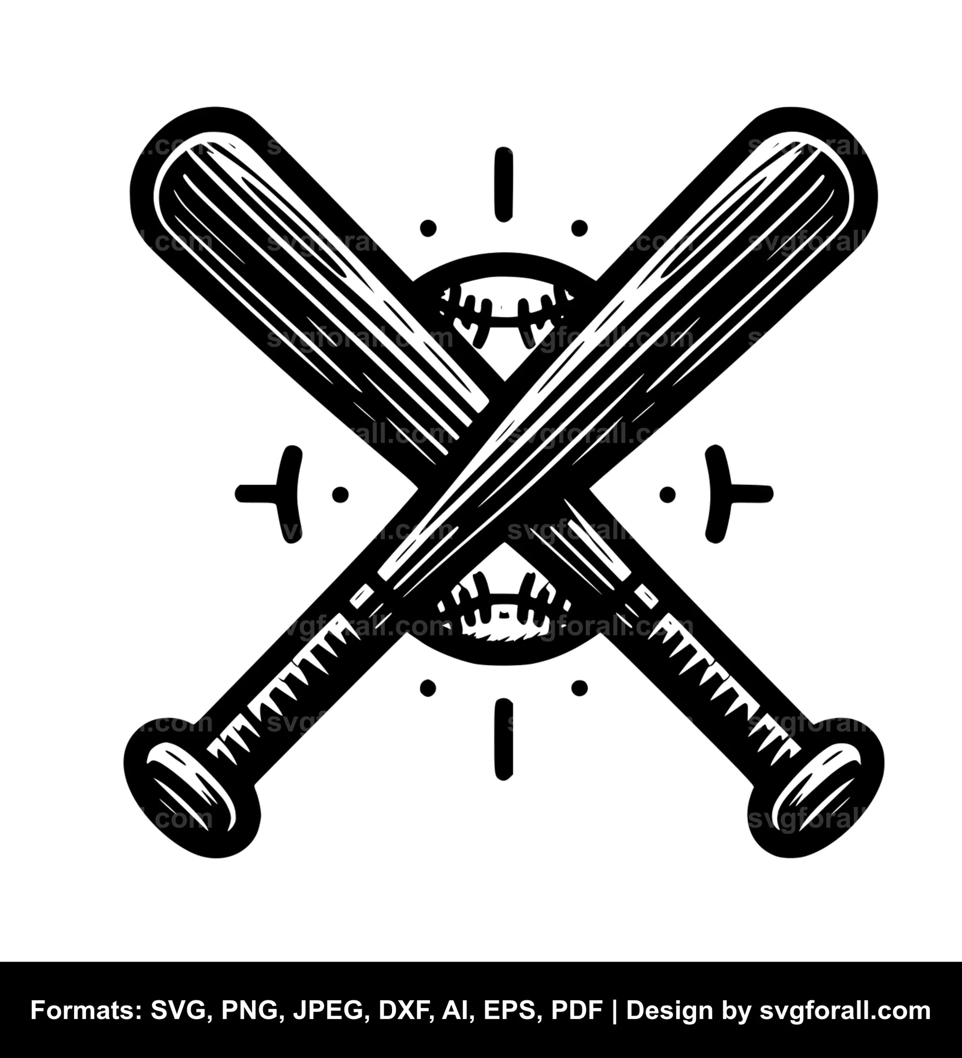 Crossed Baseball Bat SVG PNG