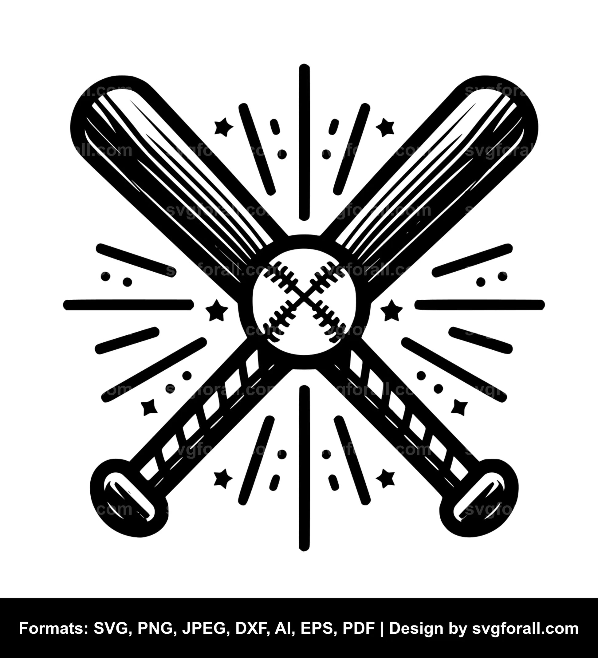 Crossed Baseball Bat SVG Vector