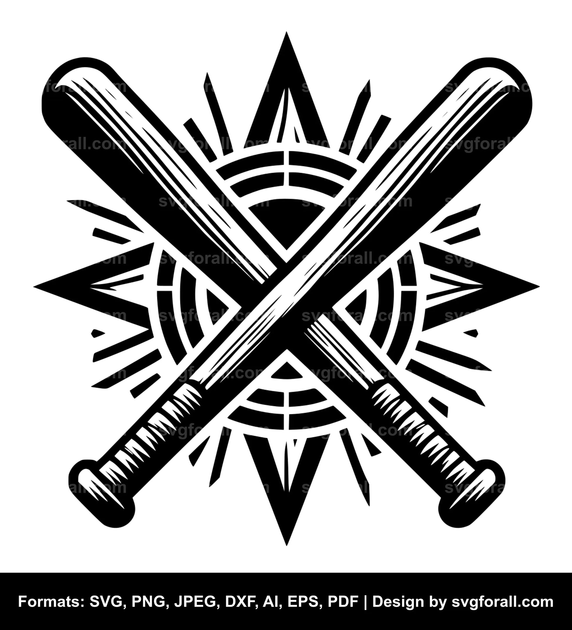 Crossed Baseball Bat Vector SVG