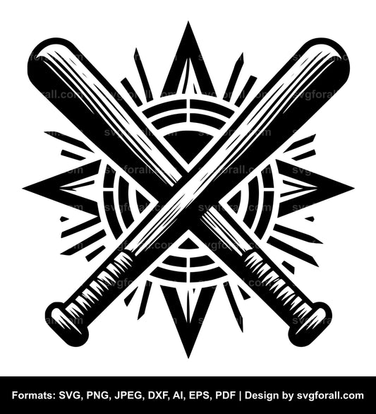 Crossed Baseball Bat Vector SVG