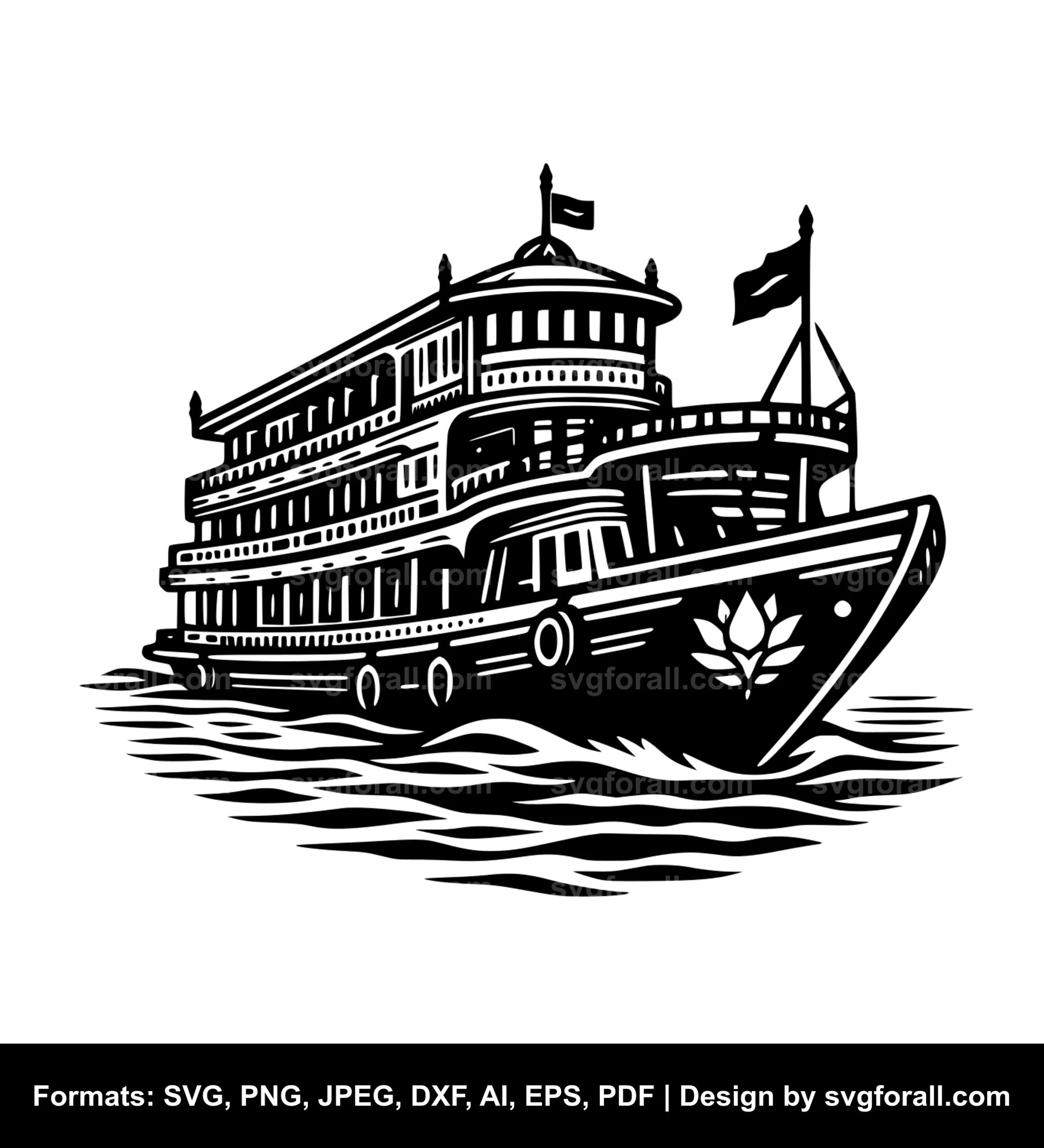 Cruise Boat Black SVG