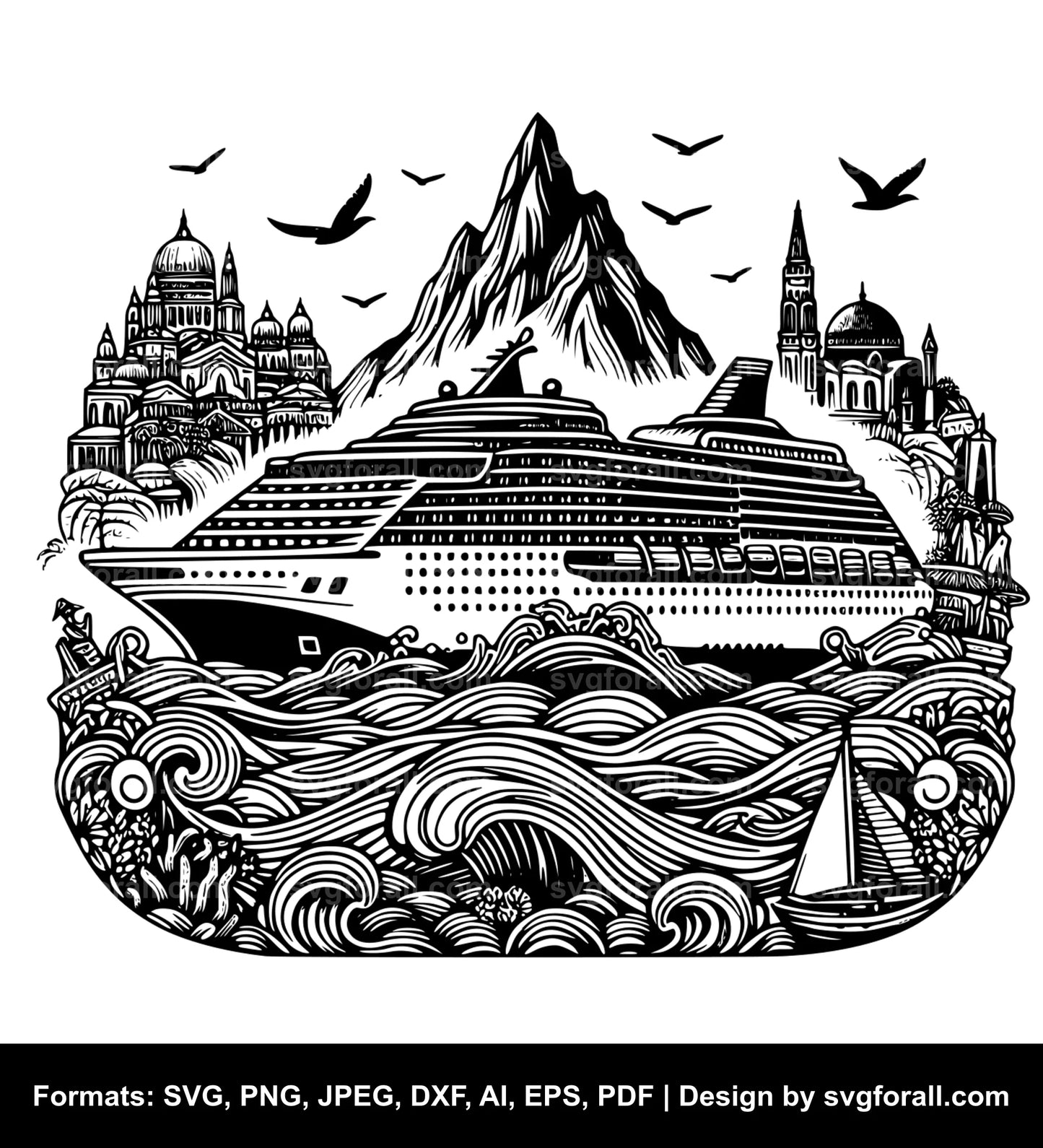 Cruise Ship Black SVG