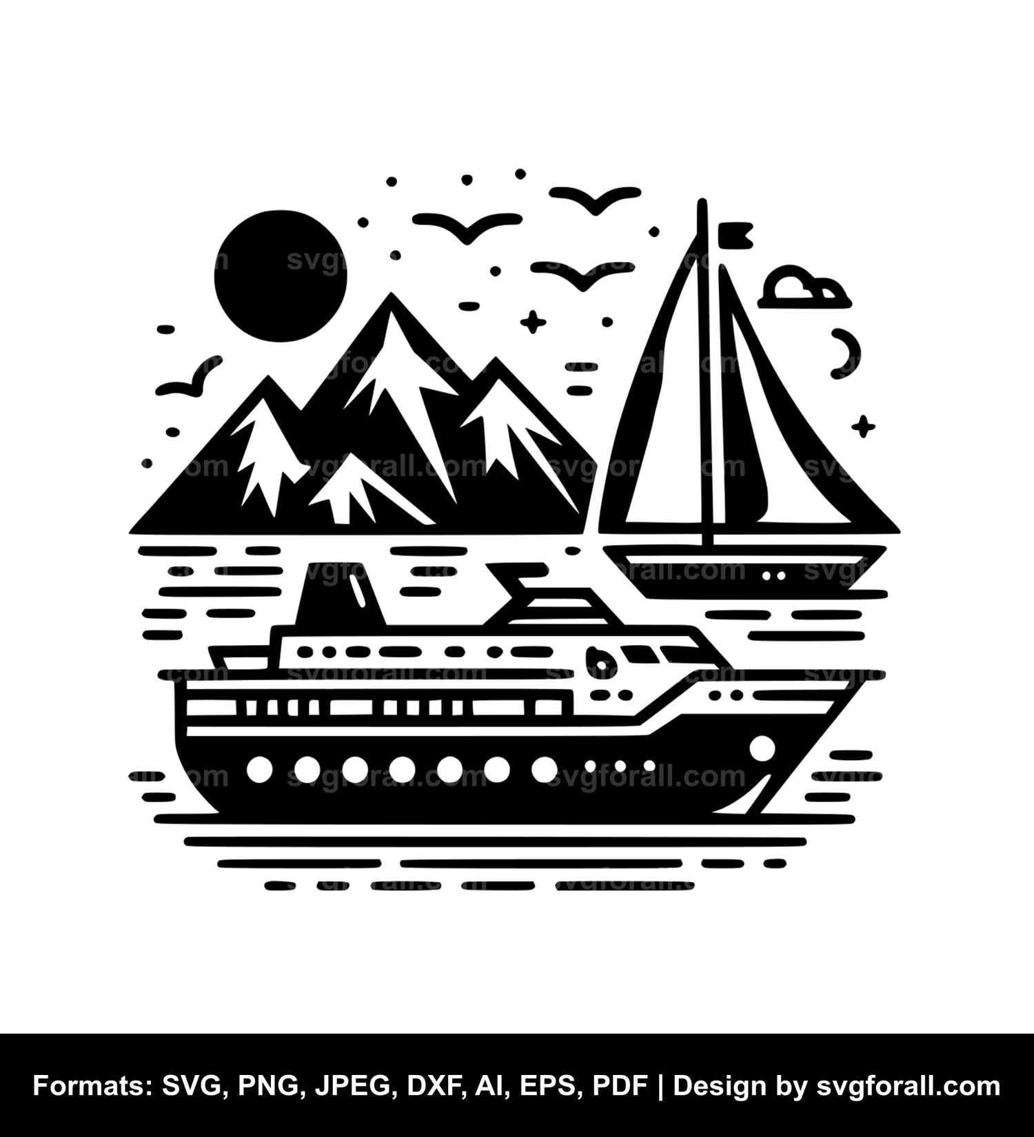 Cruise Ship SVG Clip Art