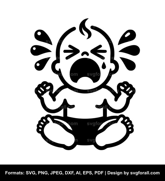 Crying Baby Black SVG