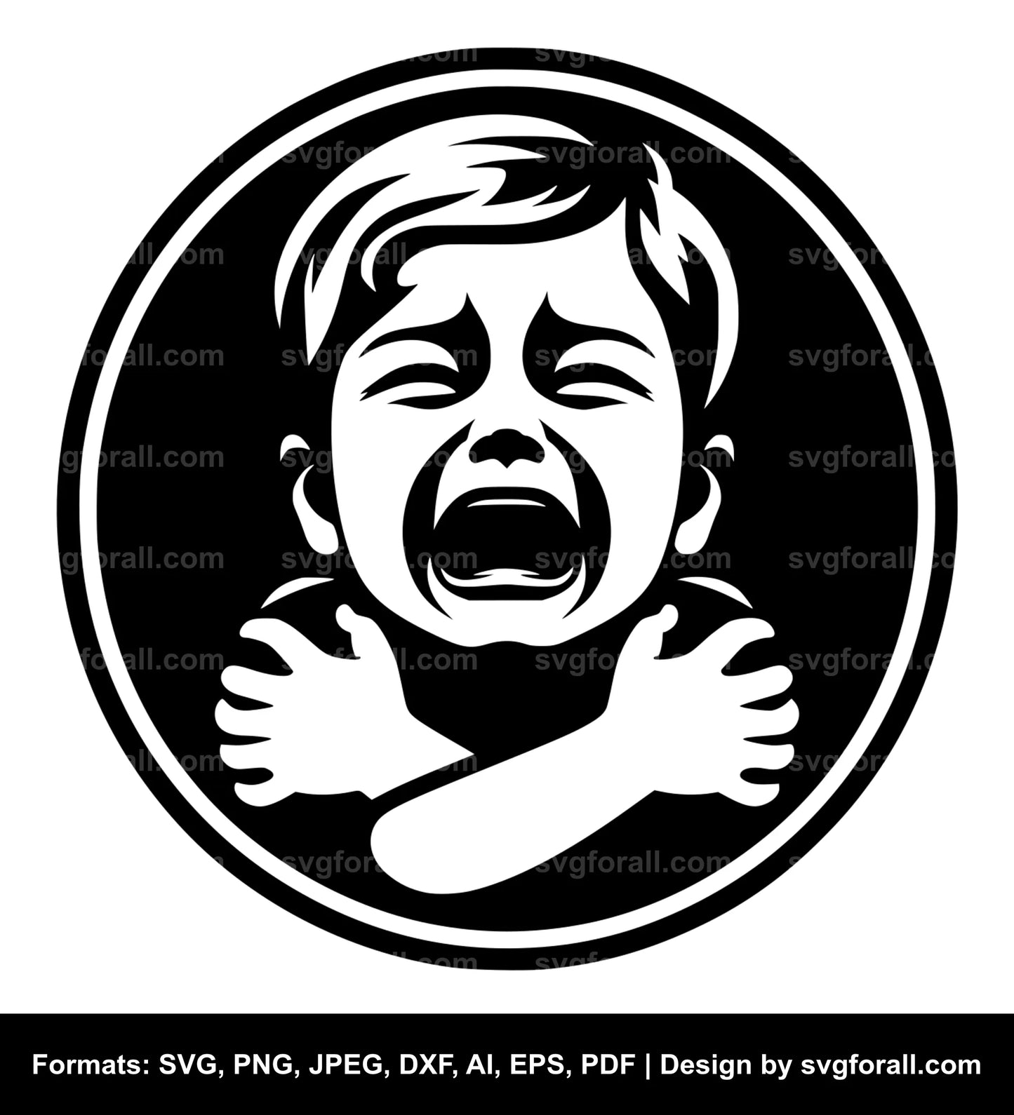 Crying Boy Black SVG