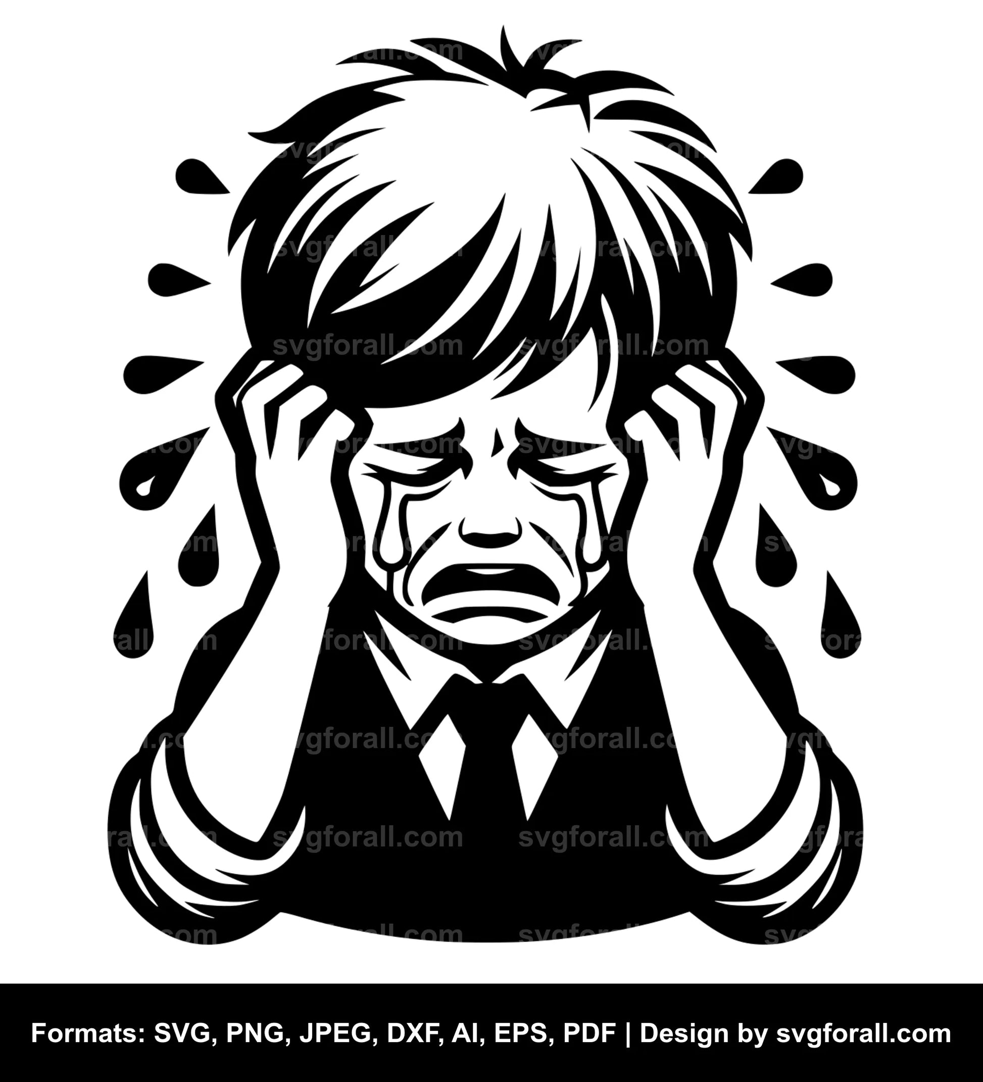 Crying Boy SVG Vector