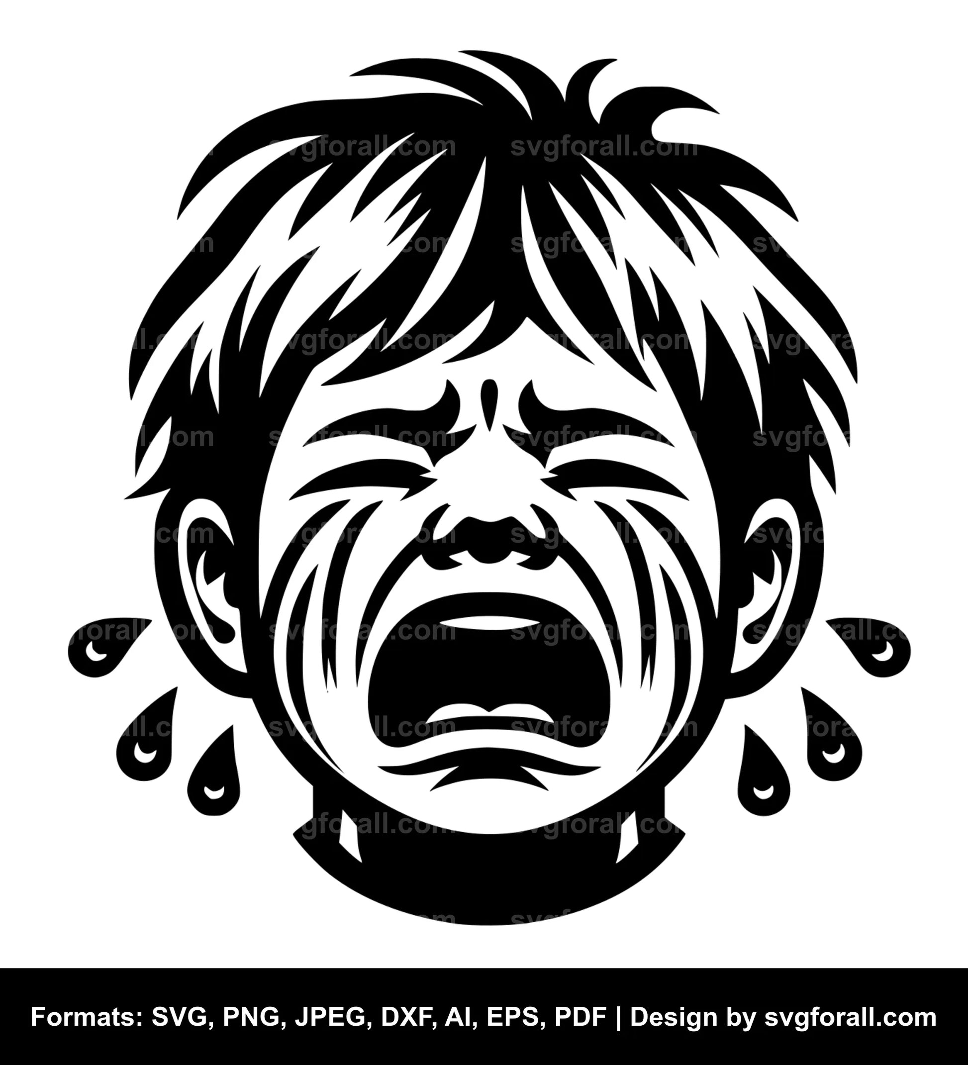 Crying Boy Vector SVG