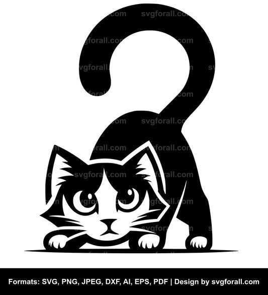 Curious Cat SVG Vector