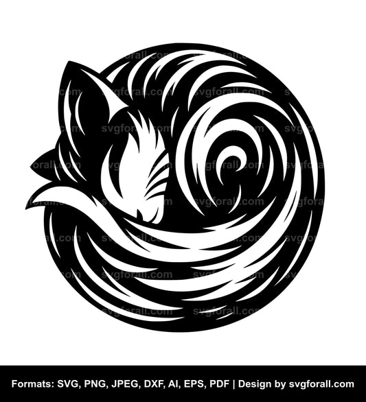 Curled Up Cat SVG