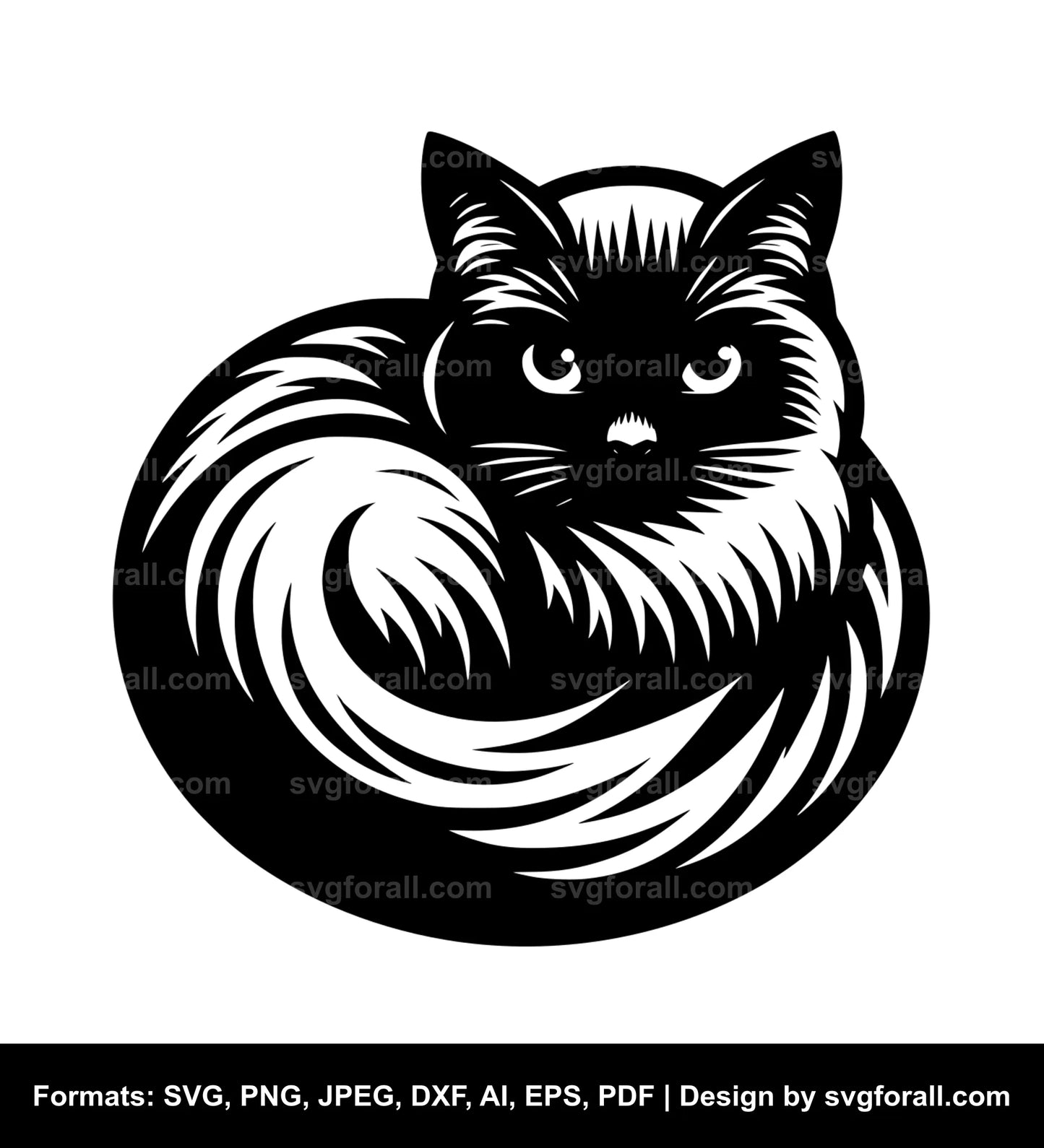 Curled Up Cat SVG Design