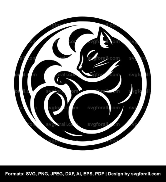 Curled Up Cat SVG File