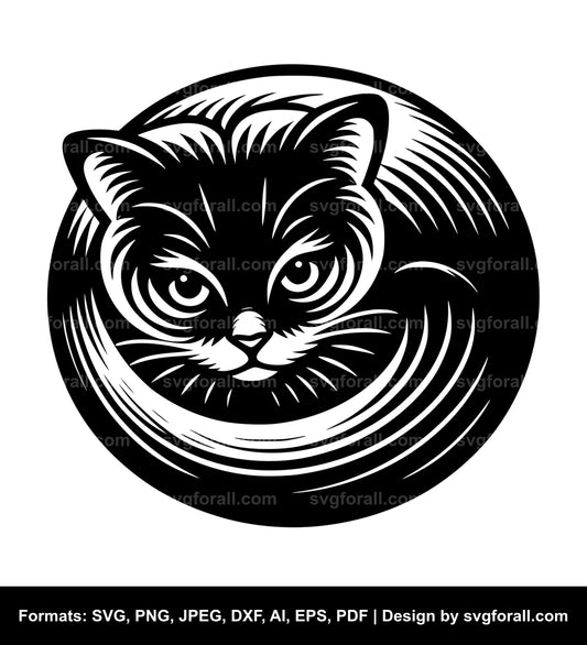 Curled Up Cat Vector SVG