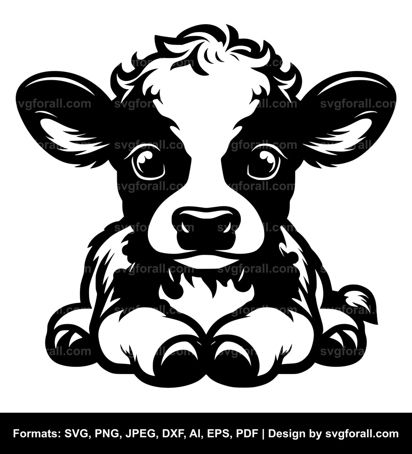 Cute Baby Cow SVG Vector