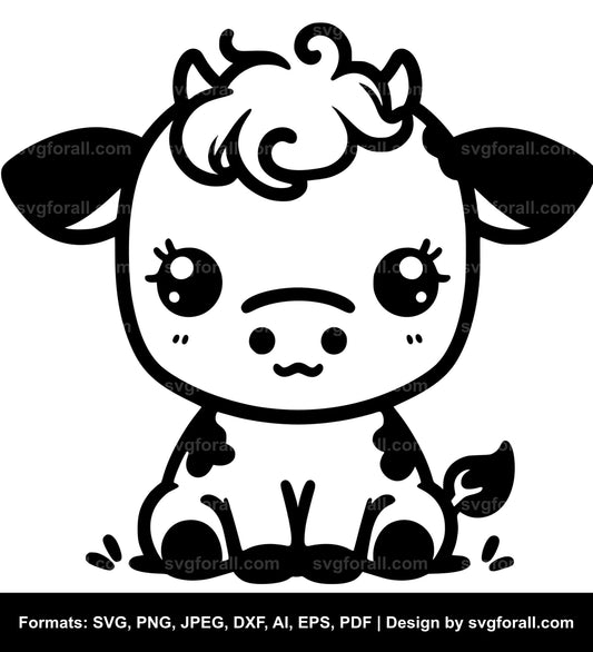 Cute Baby Cow Vector SVG