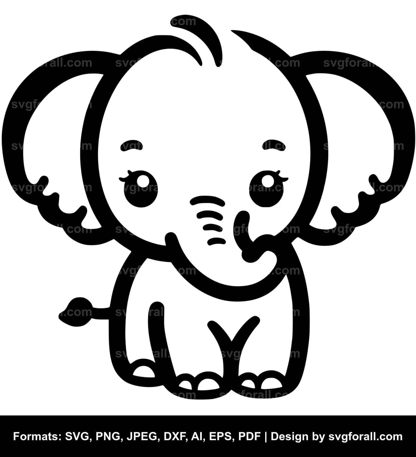 Cute Baby Elephant SVG Design