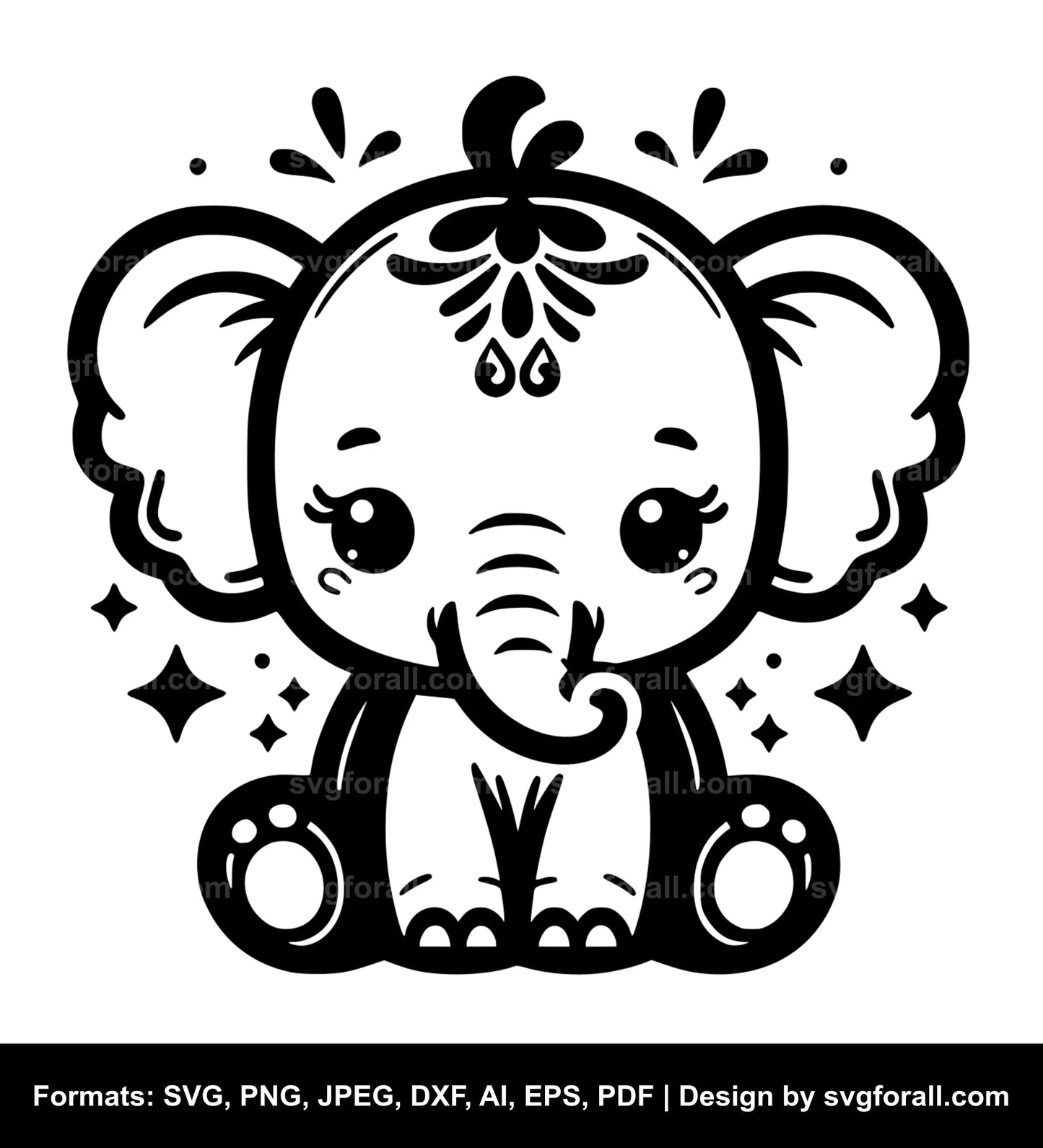 Cute Baby Elephant SVG File