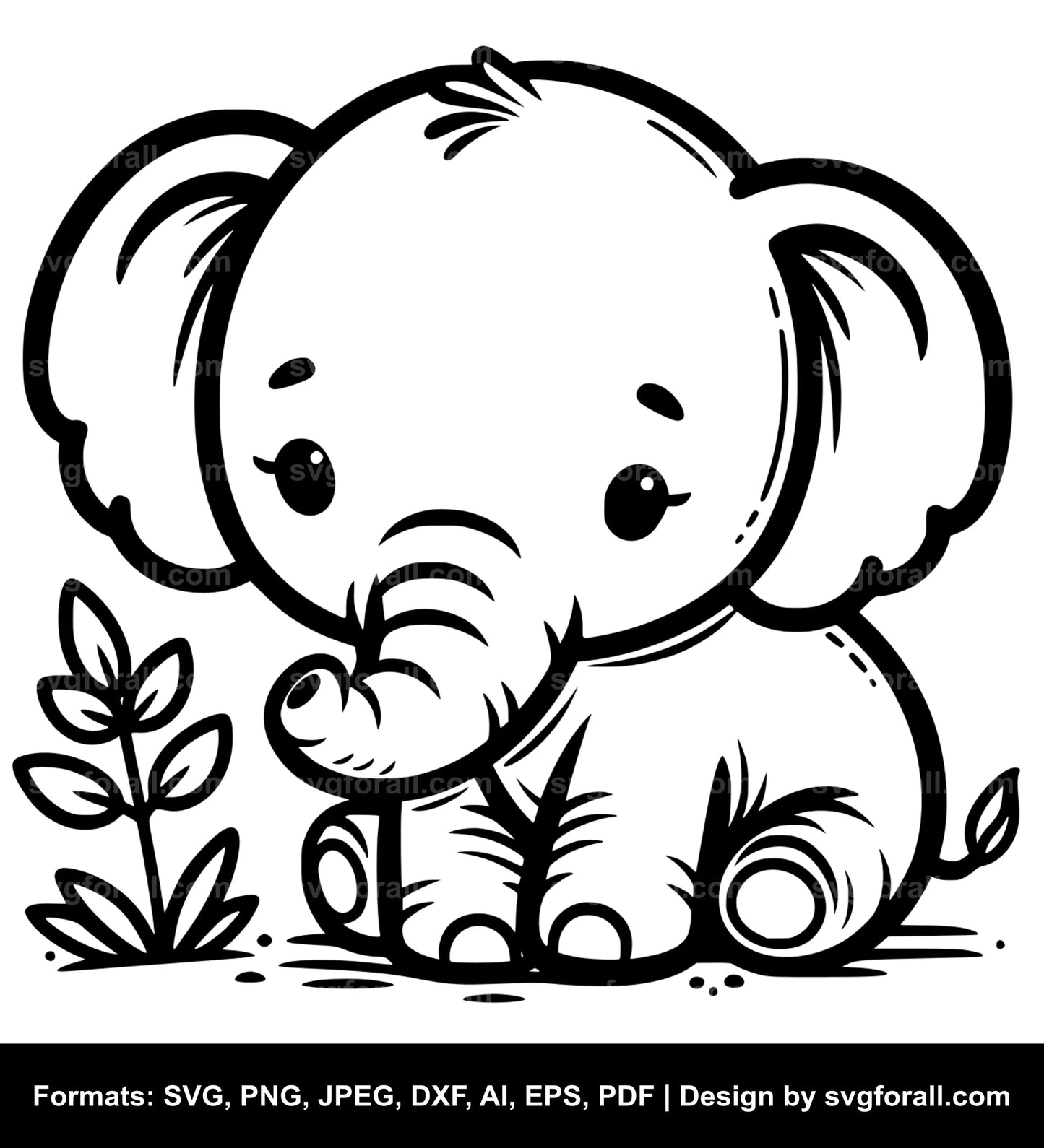 Cute Baby Elephant SVG PNG