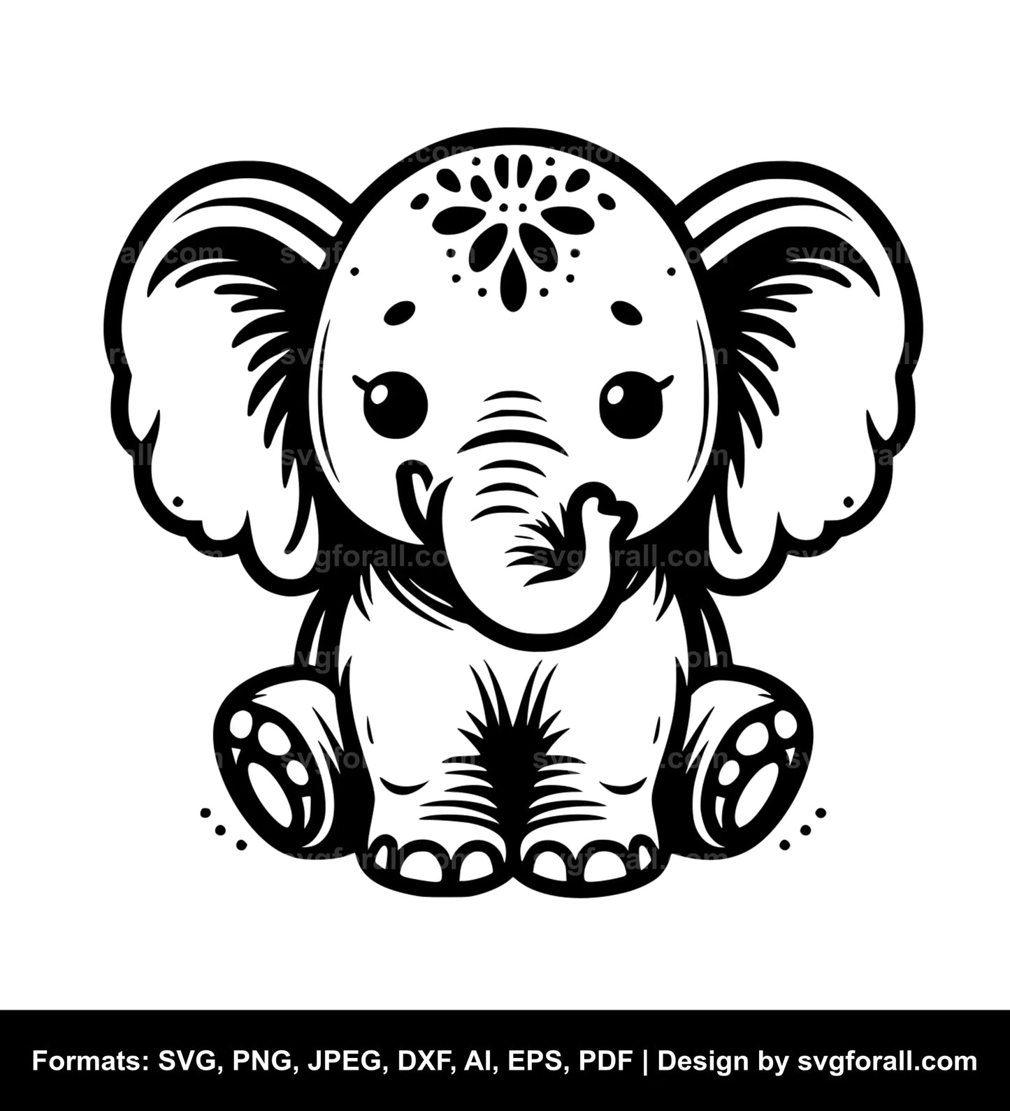 Cute Baby Elephant SVG Vector