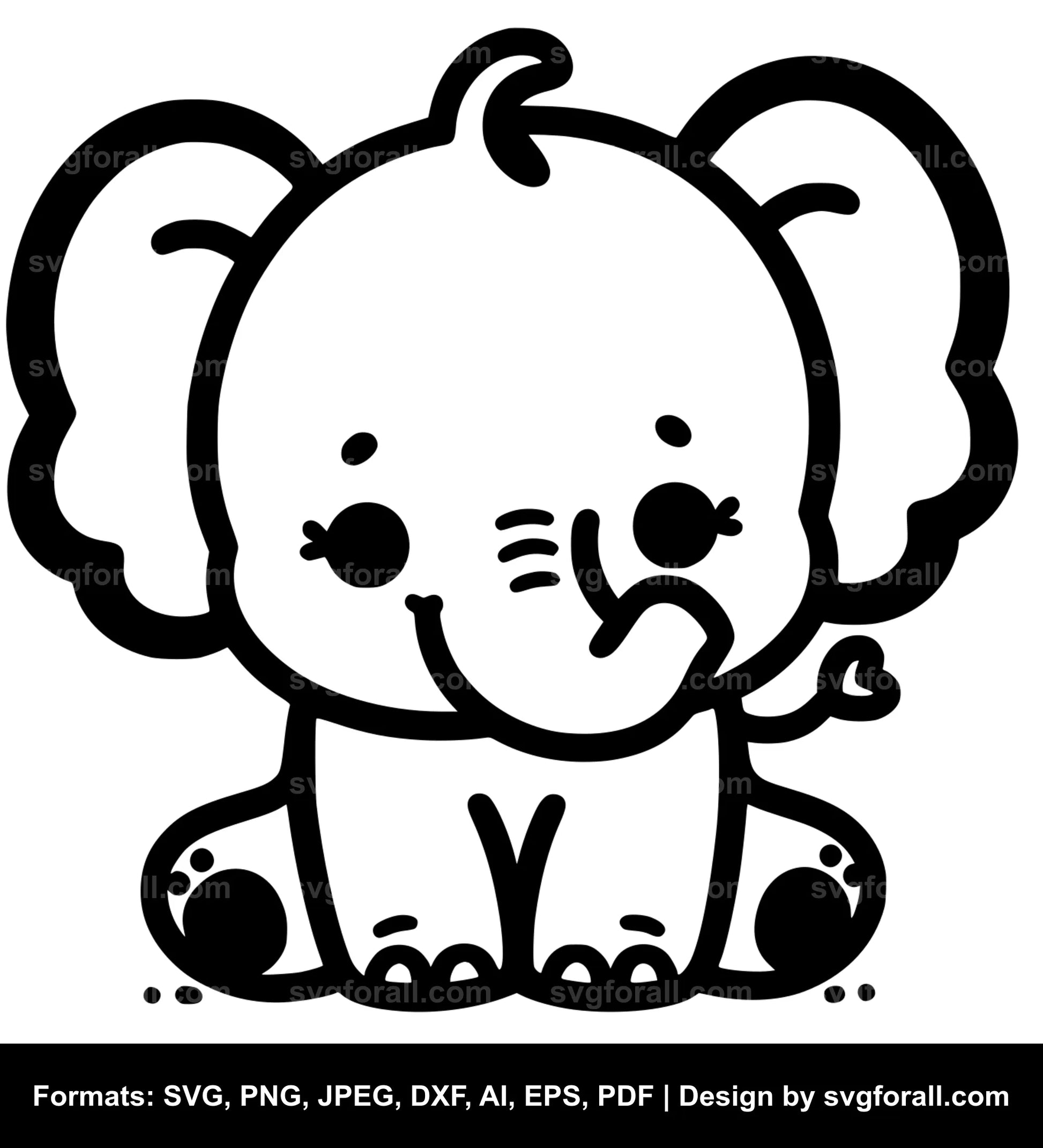 Cute Baby Elephant Vector SVG