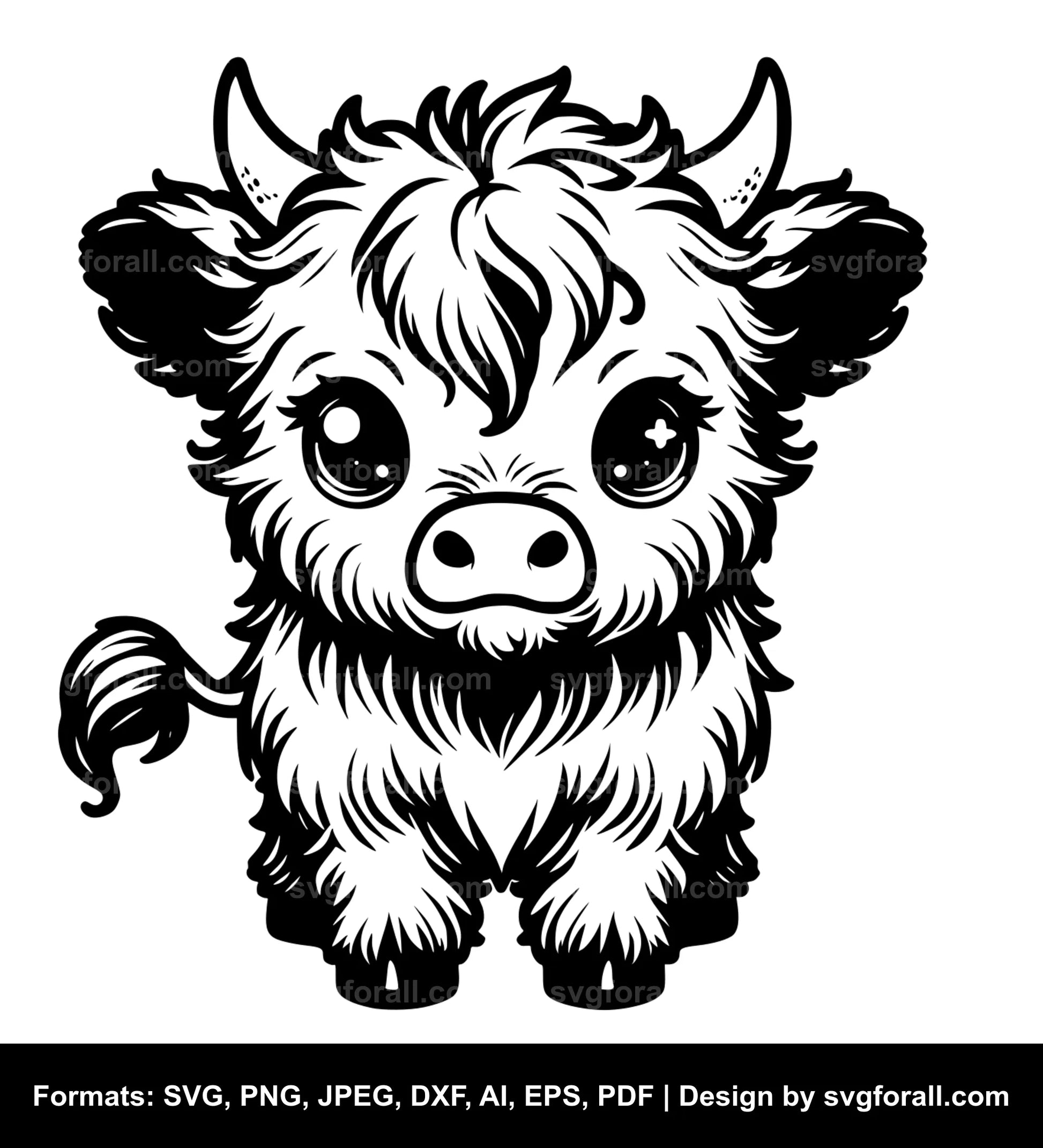 Cute Baby Highland Cow SVG