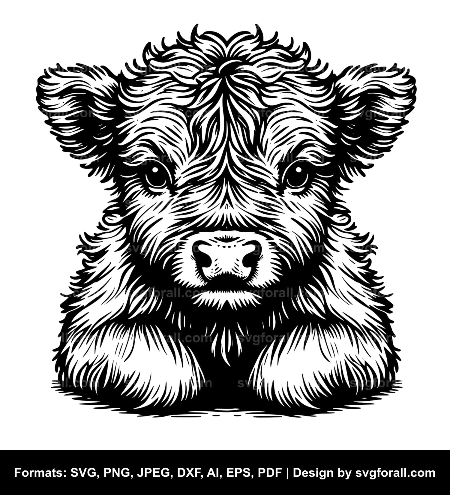 Cute Baby Highland Cow SVG Design