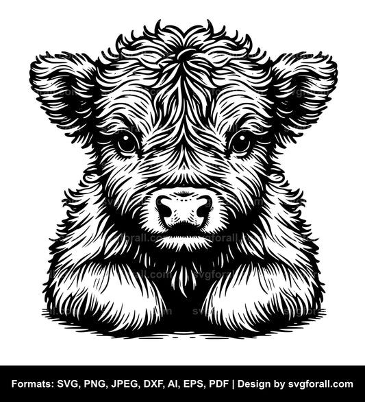 Cute Baby Highland Cow SVG Design