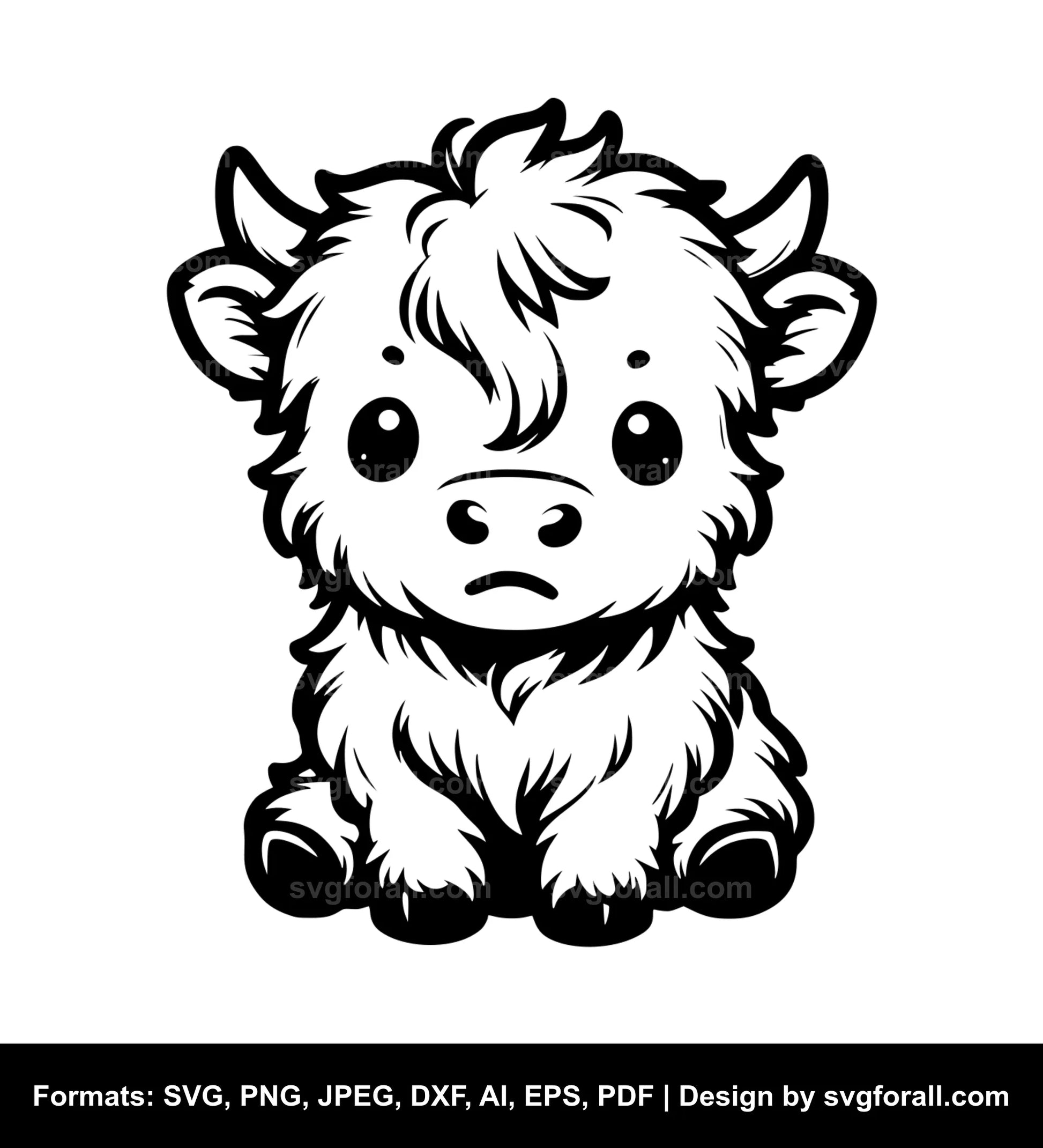 Cute Baby Highland Cow SVG PNG