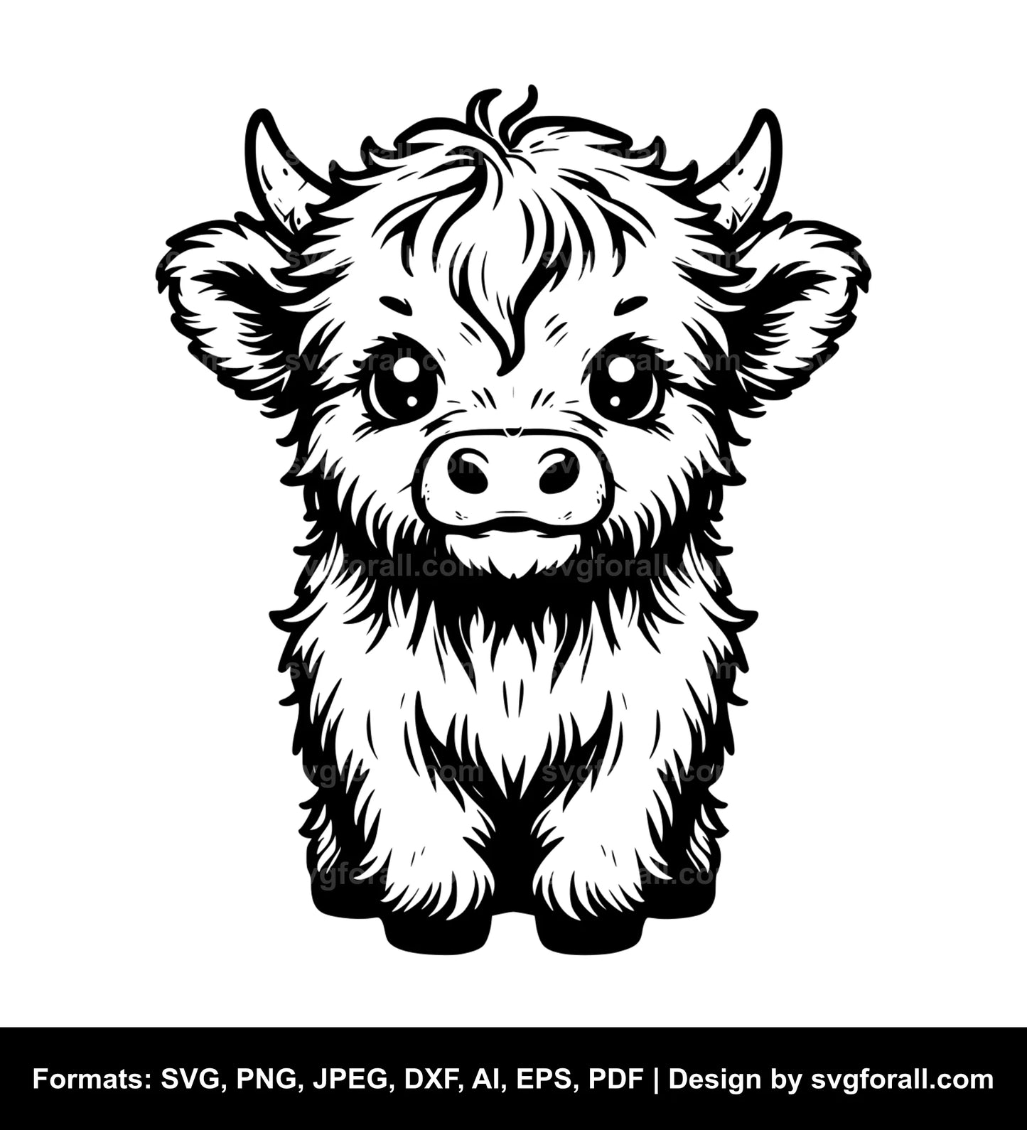 Cute Baby Highland Cow SVG Vector