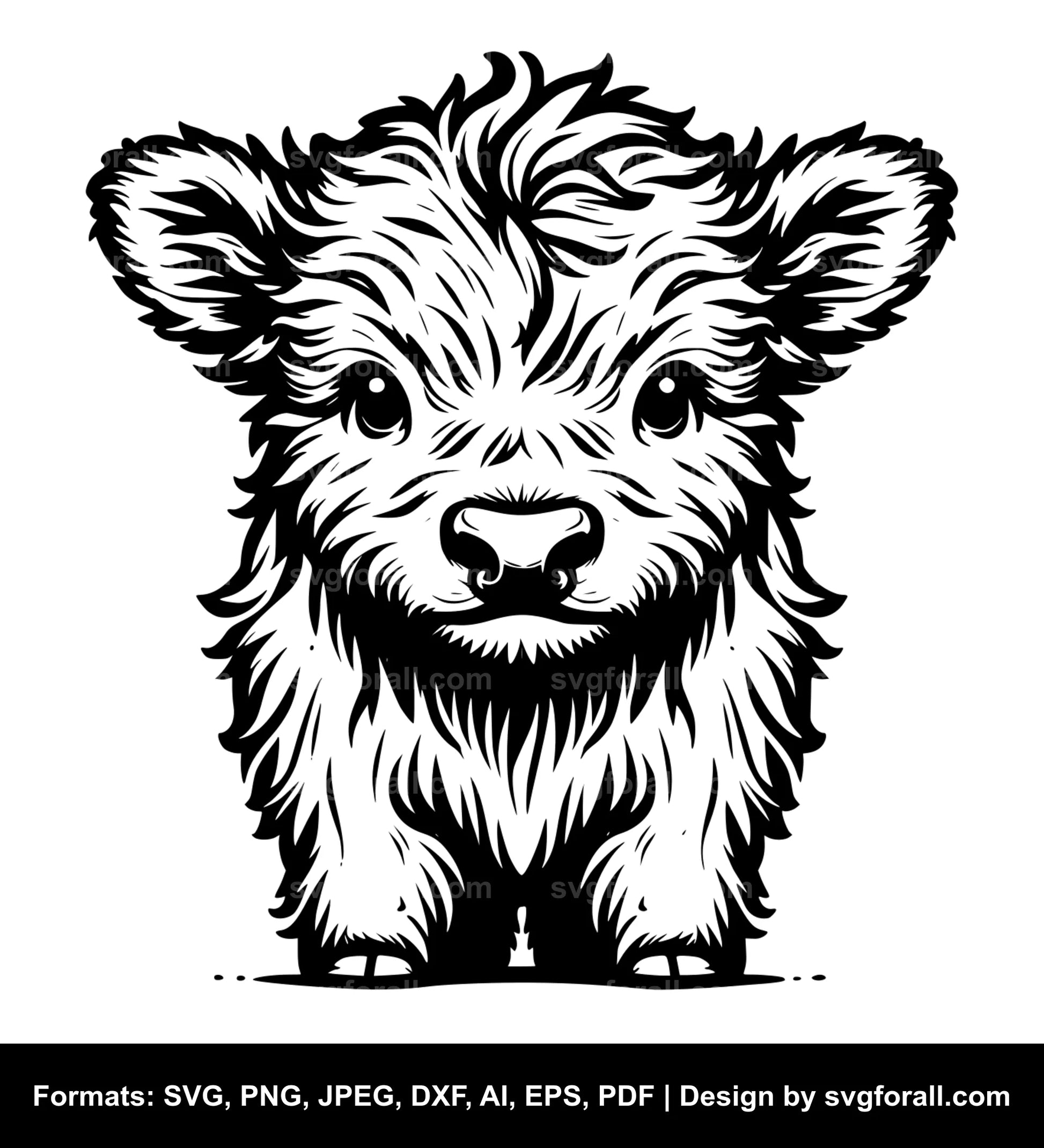 Cute Baby Highland Cow Vector SVG