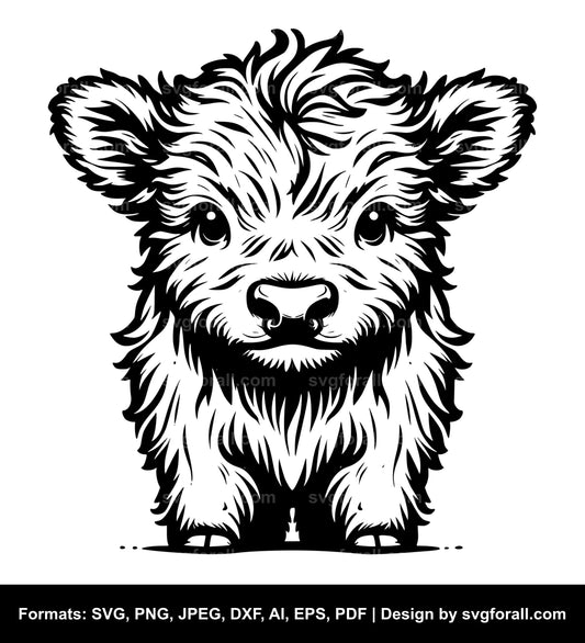 Cute Baby Highland Cow Vector SVG