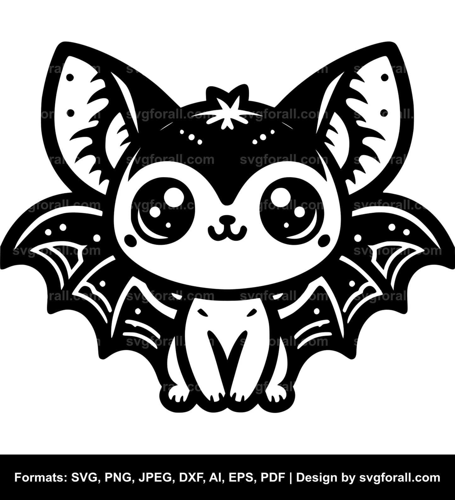 Cute Bat Black SVG