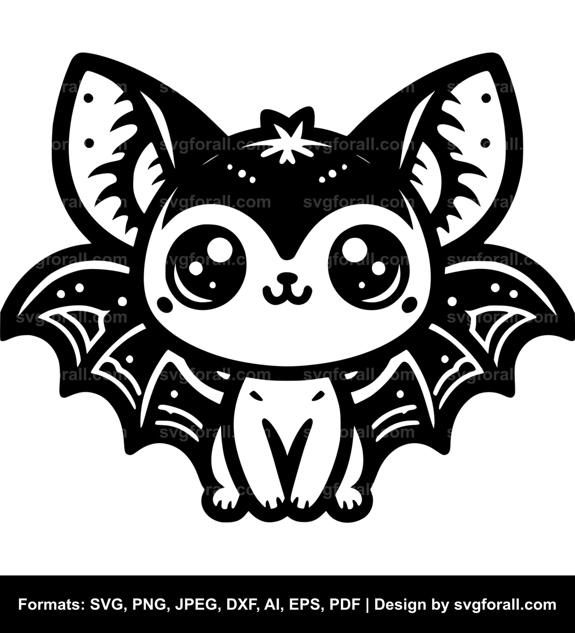 Cute Bat Black SVG