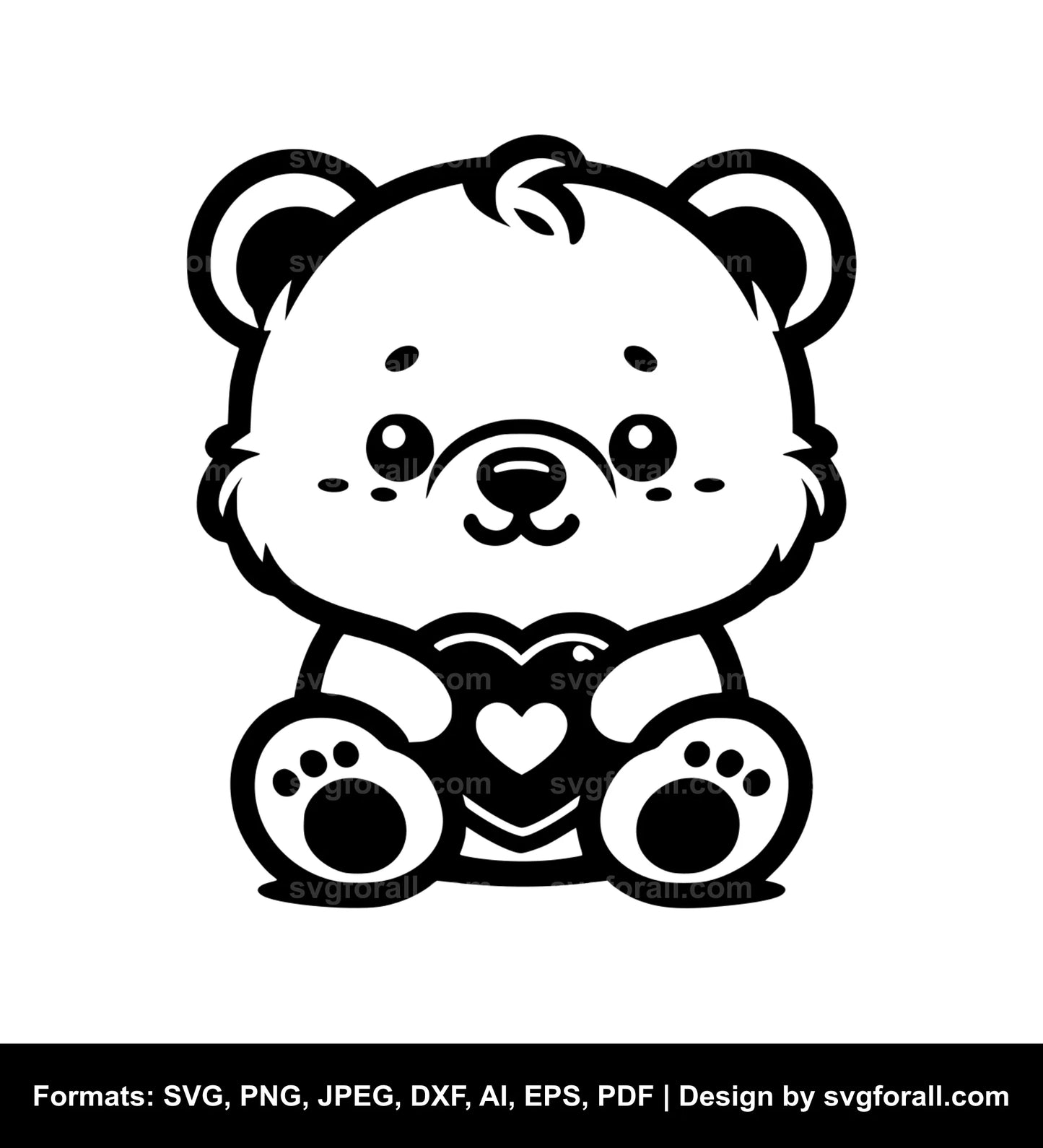 Cute Bear Black SVG