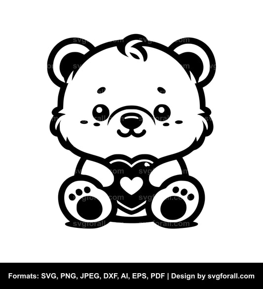 Cute Bear Black SVG