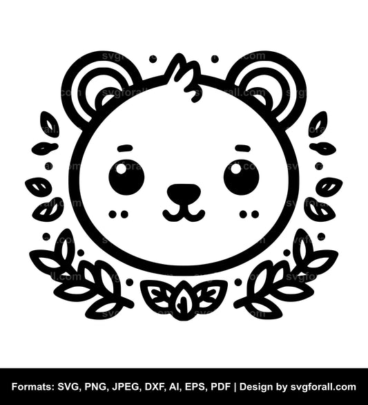 Cute Bear Face Black SVG