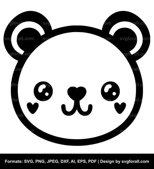 Cute Bear Face Clipart SVG