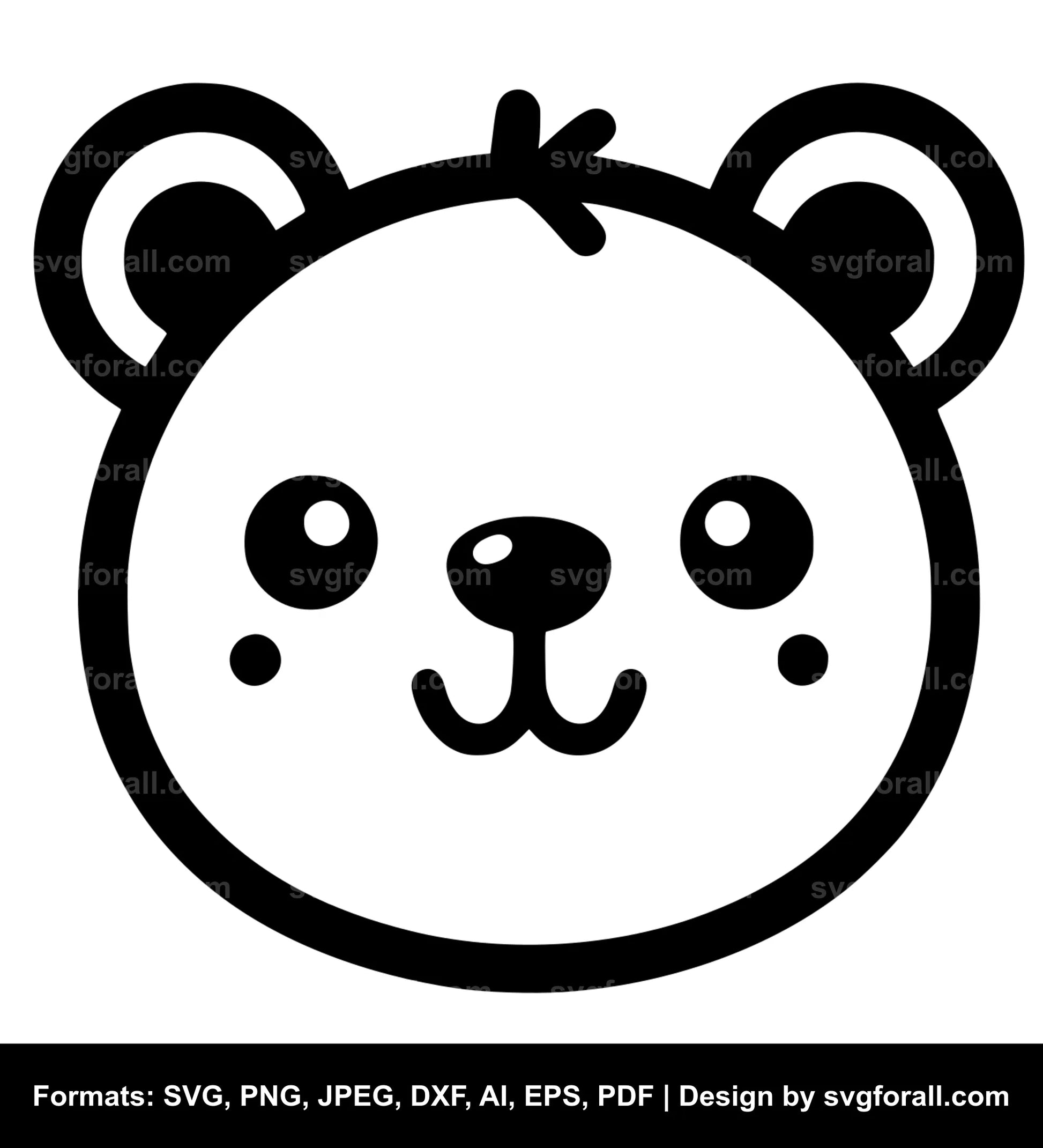 Cute Bear Face SVG Design