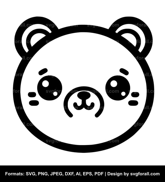 Cute Bear Face SVG PNG