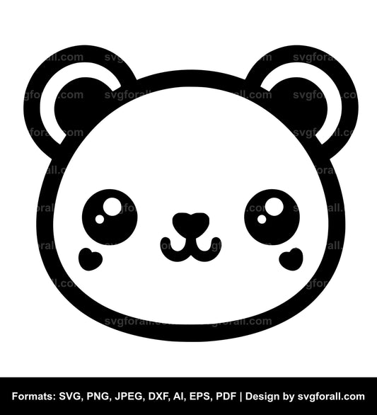 Cute Bear Face SVG Vector