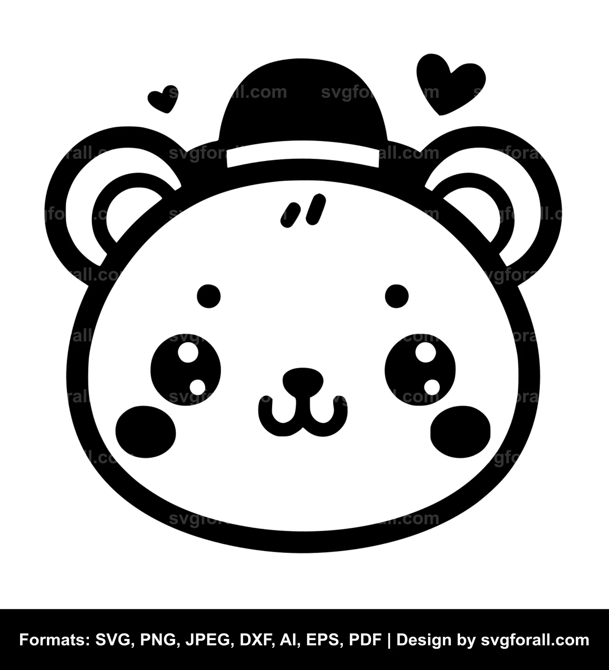 Cute Bear Face Vector SVG